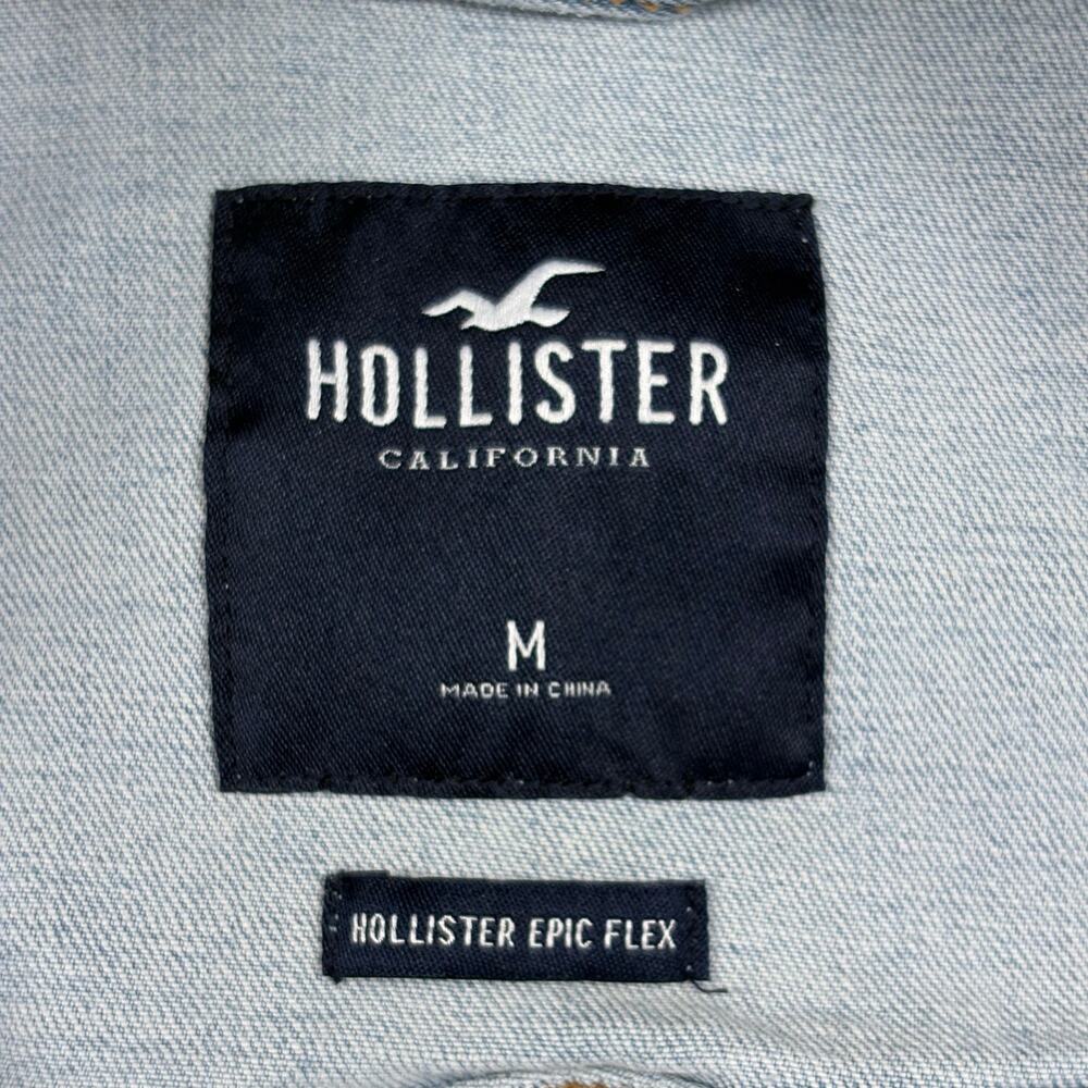 Hollister Mixed Media Jean Jacket Hoodie Women's M Blue Denim Streetwear - Picture 7 of 11